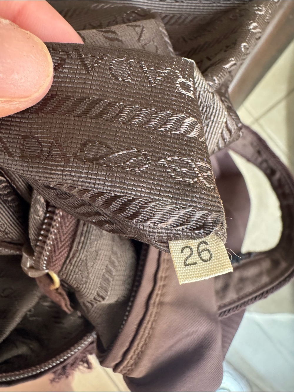 Prada Mini Nylon Satchel in Deep Brown with Beaded Logo - Picture 13 of 14